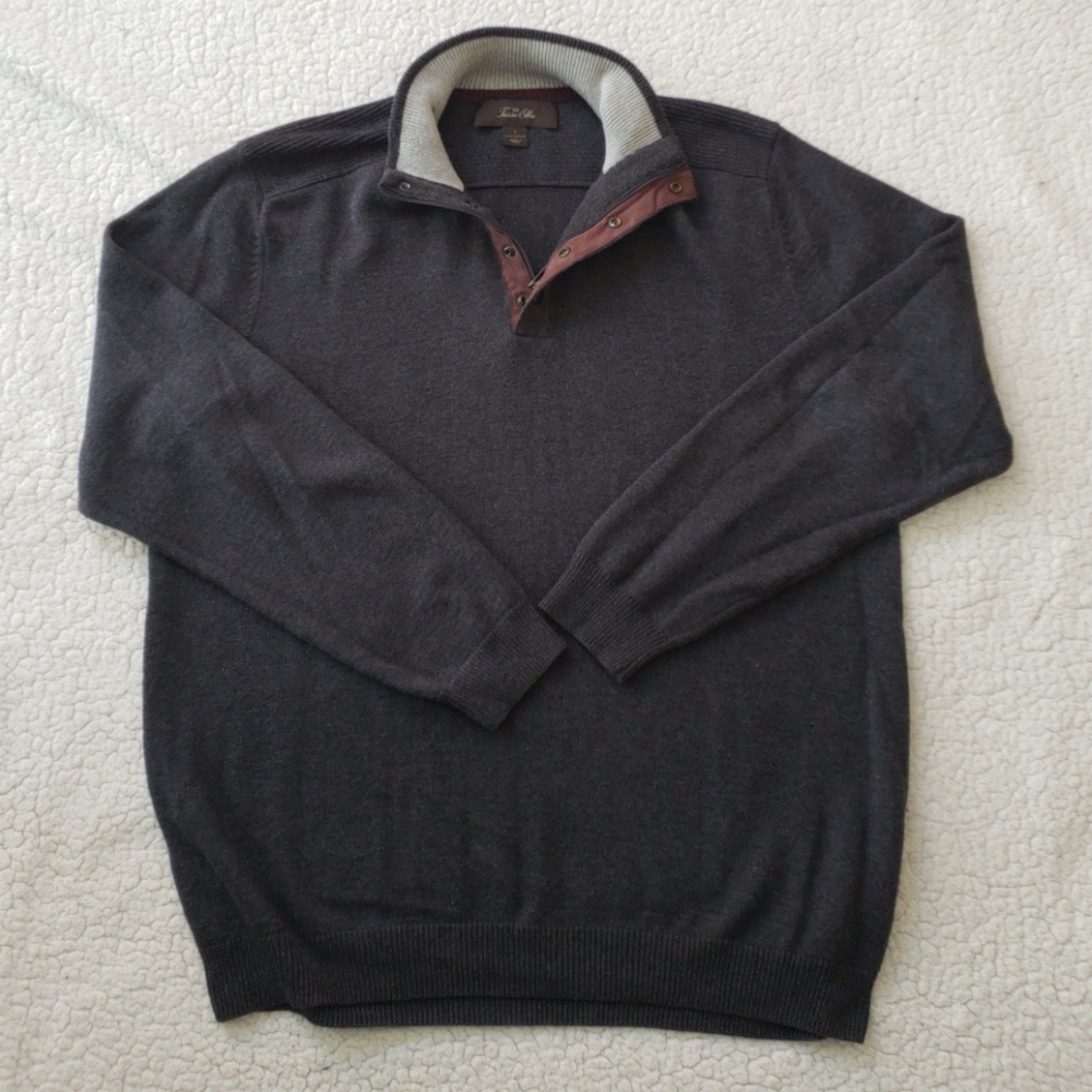 Cotton 1/2 zip button down sweater